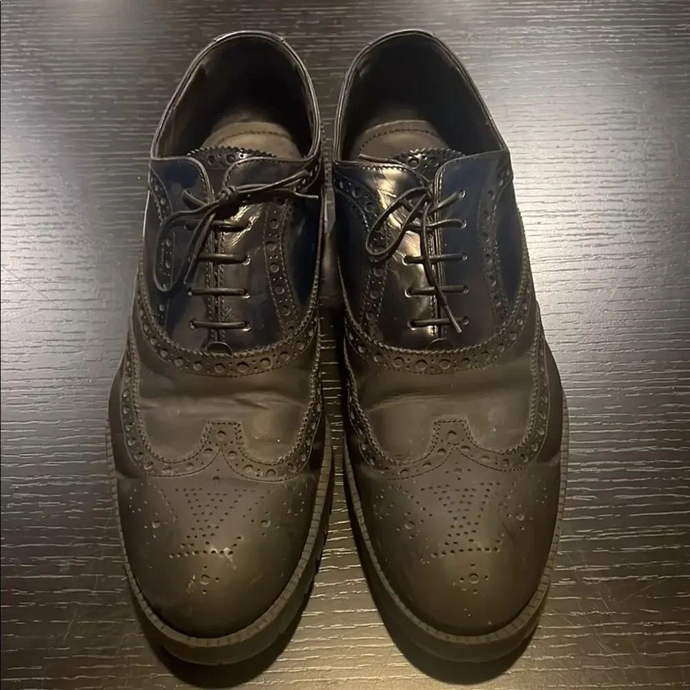 Louis Vuitton Men's Black and Navy Oxford Dress Shoes size 9.5 fits 10.5